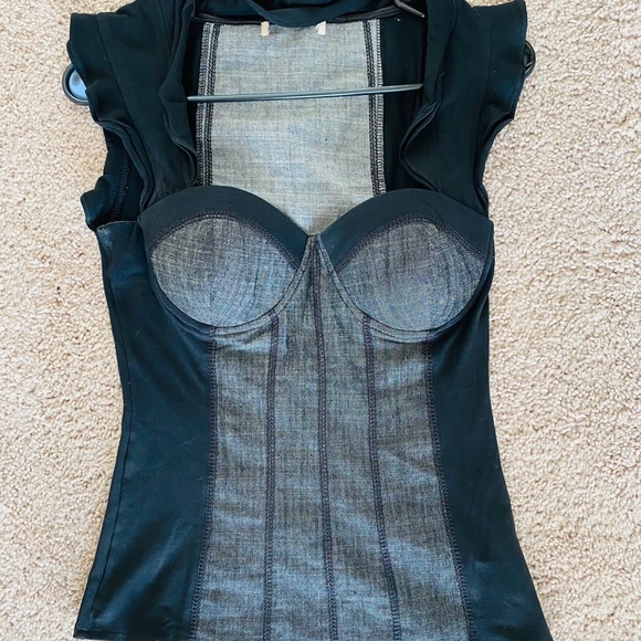 Corset top black and grey - Picture 3 of 6